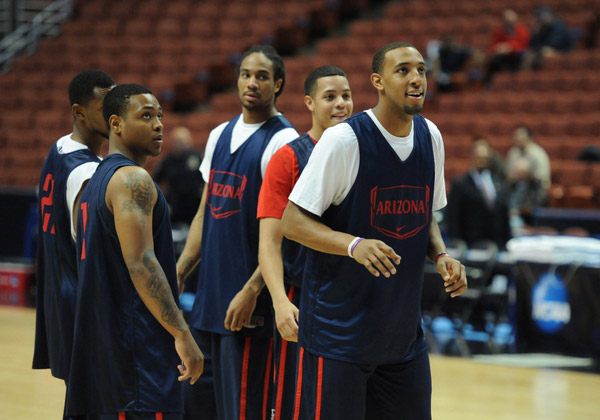 Arizona Wildcats practice for the Sweet Sixteen round of the Division I Men's NCAA Basketball Tournament